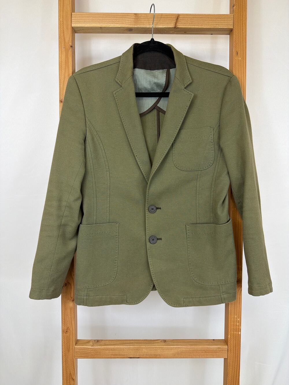 Xagon Man Army Green Cotton Blend Blazer Elbow Patch Jacket Size 44 SM XS